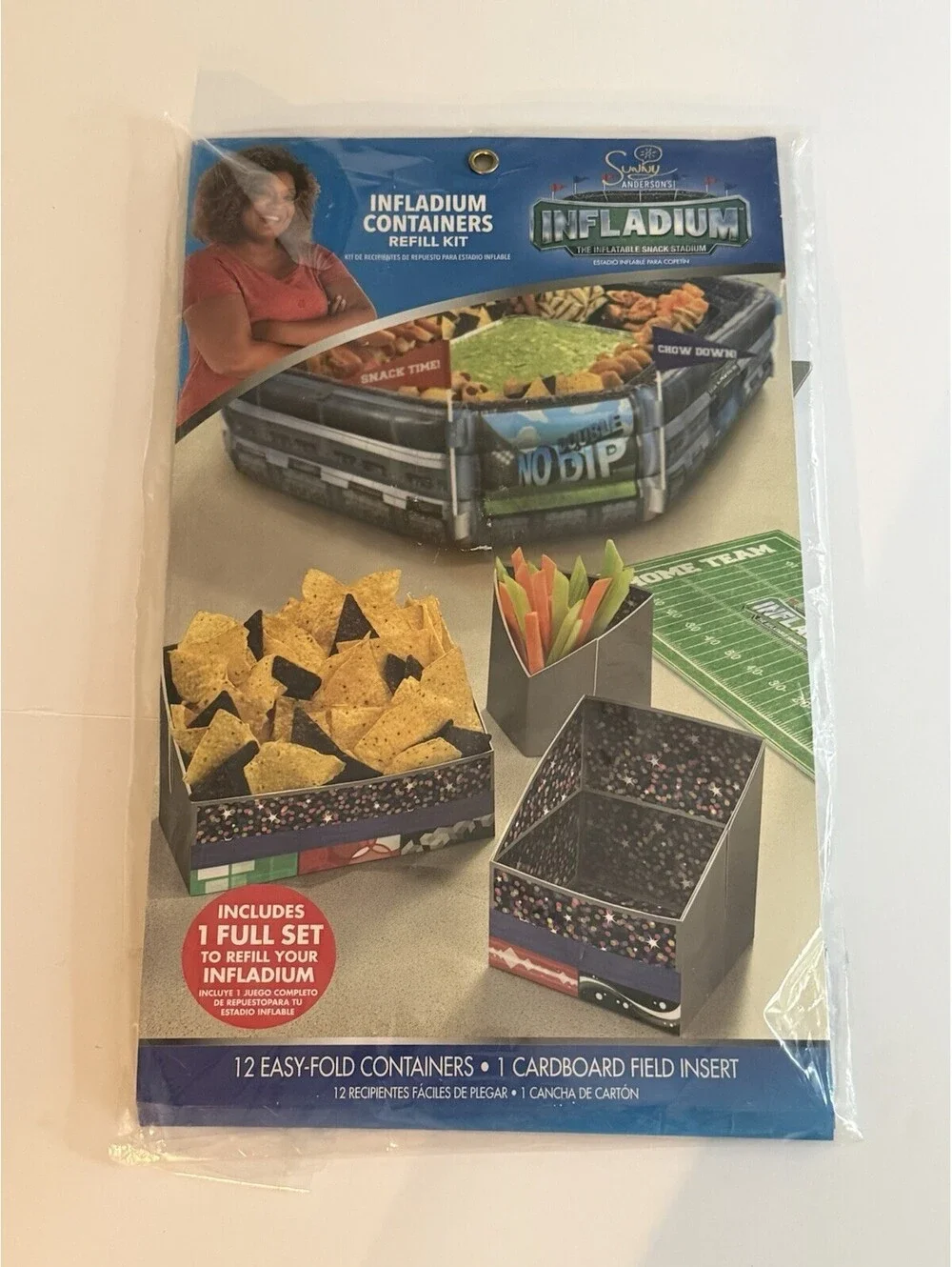 New Sunny Anderson Infladium Snack Stadium Party REFILL Kit Containers Sealed